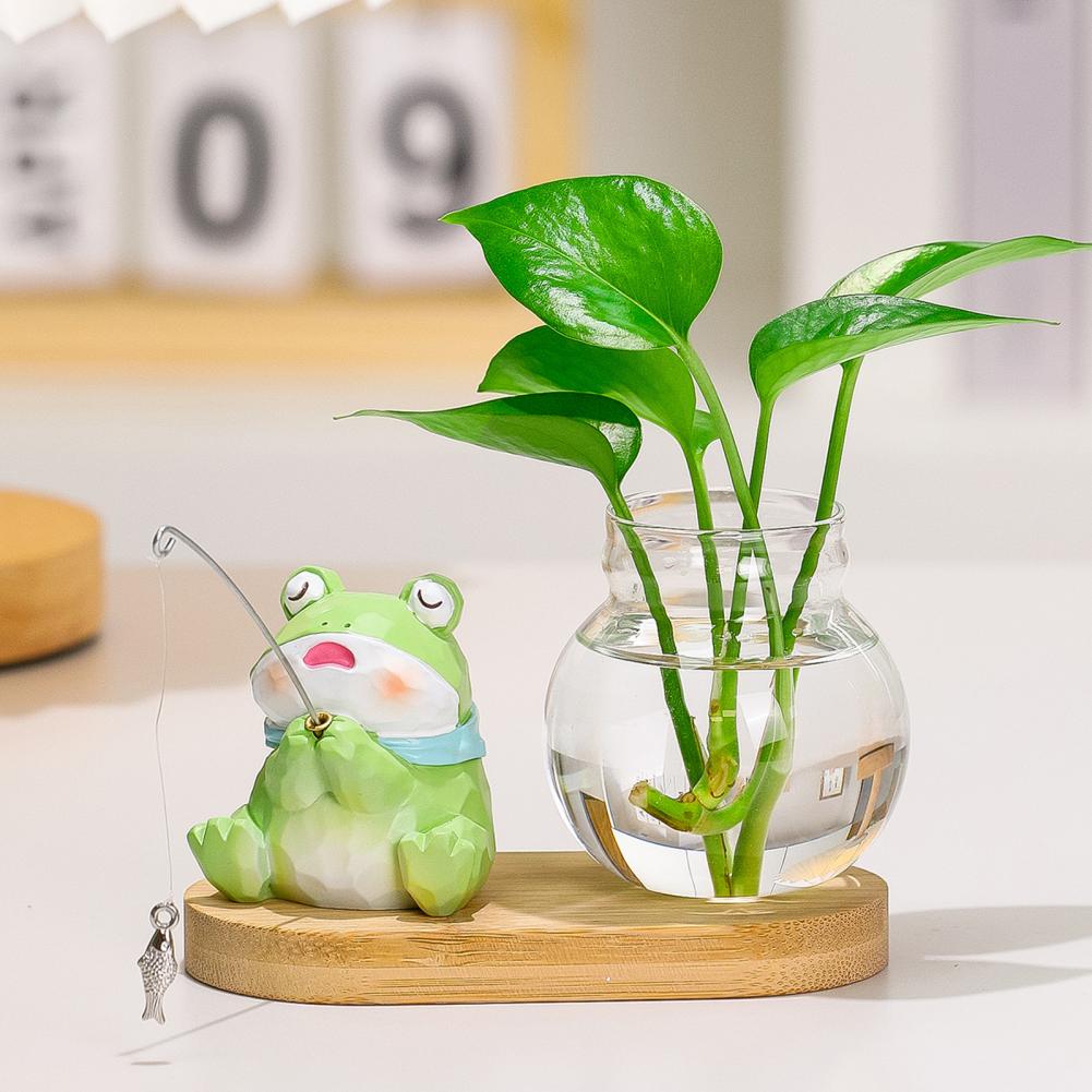 Propagation Station Vase - Niedliche Harz-Figuren Mini-Pflanzenvermehrungsstation mit Hydroponischen Glasvasen