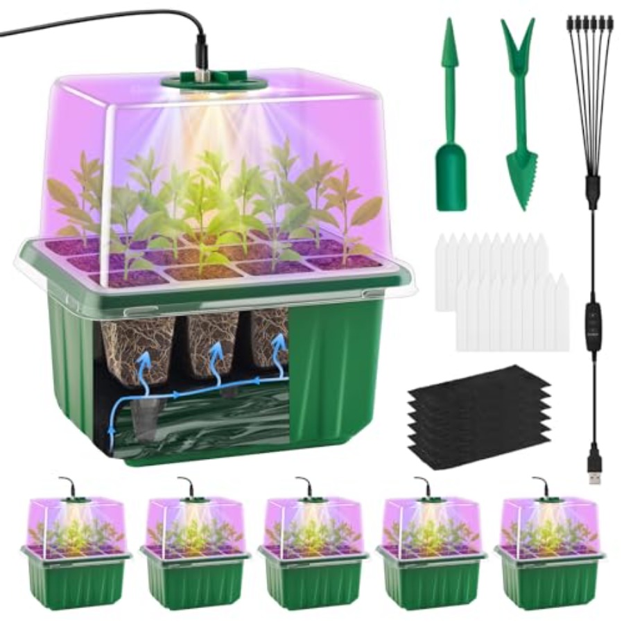 Humidity Dome Kit - Anzuchtschale mit Beleuchtung, 6er-Pack, Pflanzenanzuchtschale, Set