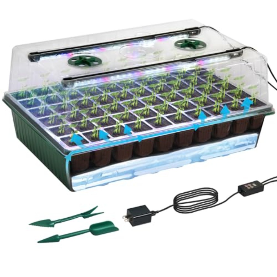 Humidity Dome Kit - Anzuchtschale mit Wachstumsbeleuchtung 60-Zellen-Anzuchtset mit 10,3