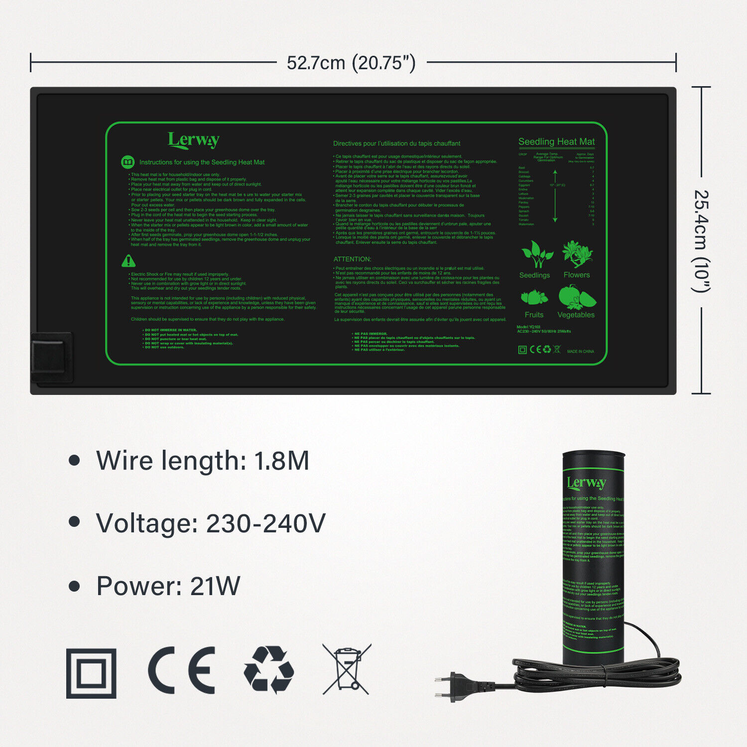 LERWAY 21 W Sämlings-Heizmatte – Heat Mat Seedling Bewertung und Preis